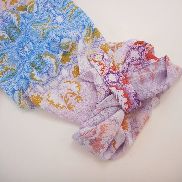 Valerie Stevens Women's Plus Size 1X Colorful Blouse Roll-Tab Sleeve Floral - Picture 7 of 9